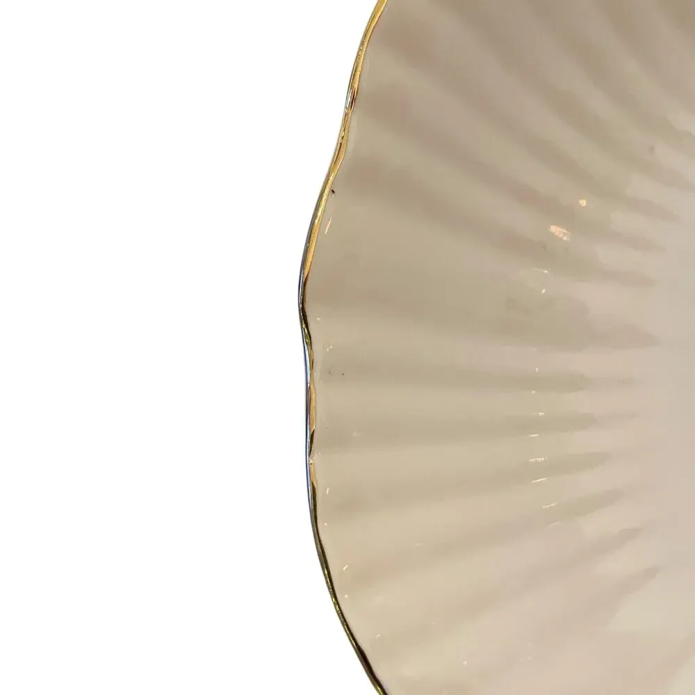 Eaton Fine Dining Porcelain 8.5in Pasta Bowl Set of 4 Aubrey White Gold Trim New